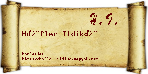 Höfler Ildikó névjegykártya