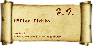 Höfler Ildikó névjegykártya